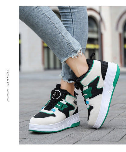 Children Junior Roller Skate Shoes Kids Sneakers with Two Boys Girls Wheels Shoes Running Adult Casual Boys Shoes size 31-42