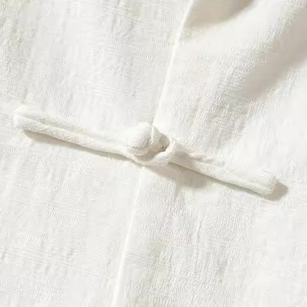 Casual Men's Chinese Style Linen Shirts Stand Collar Traditional Kung Fu Tai Chi Shirt Coat Tang Suit Uniform Jacket Men Clothes