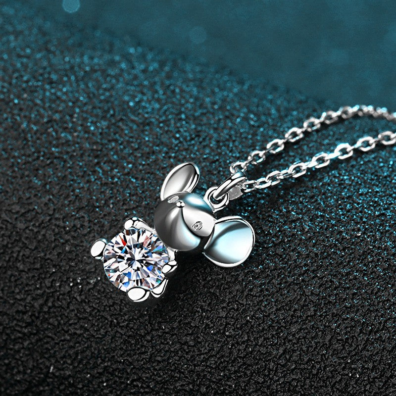 Platinum PT950 18K White Gold 0.5ct Moissanite Luxury Necklace Pendant for Women Jewelry Dainty Everyday Wear