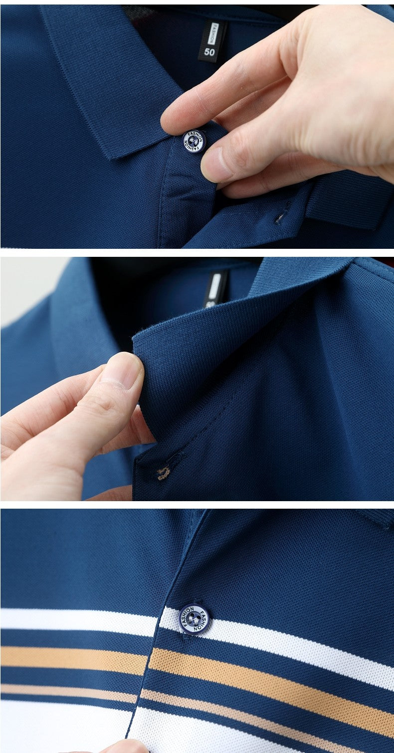 High quality brand men's short sleeved polo shirt summer fashion  striped design youth personalized top casual business T-shirt