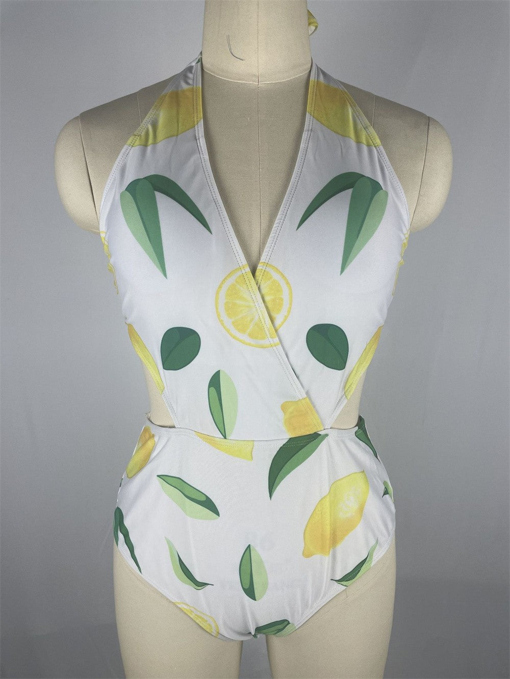 V-neck Halter Bikini Hollow Out Bandage Backless Monokini Vacation Swimwears Women Swimsuit Brazilian Beach Outfit Bathing Suits