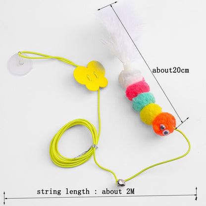 Brinquedo de Gato de Estimação Bastão Engraçado Gatinho Auto-hi Corda Elástica Forma de Libélula Pena Sino Varinha de Brincadeira Pendurada Balanço Milhares