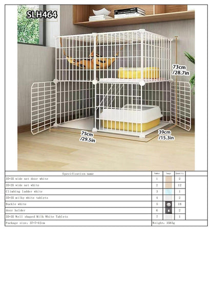 Grande Gaiola de Gato para Uso Doméstico, Vila de Gatos Gigante Interna, Estrutura de Escalada para Gatos com Espaço Livre de Várias Camadas, Casa de Gatos Luxuosa, Casa de Gatos