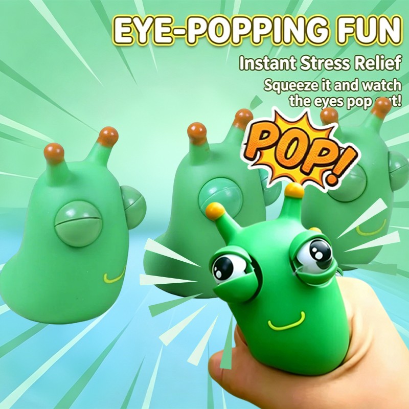 Funny Green Eye Caterpillar Pinch Toys Eyeball Burst Squeeze Toy Adult Kids Stress Relief Fidget Toy Creative Decompression Toy