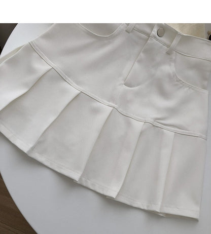 Y2K Vintage High Waist Pleated Skirt Women College Style Uniforms Safety Pants M