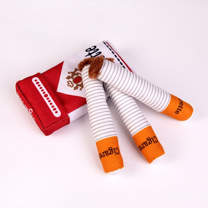 Brinquedo de Pelúcia em Formato de Cigarro para Cães, Recheado, com Mordedor para Filhotes, Engraçado e Interativo, com Apito para Cachorro