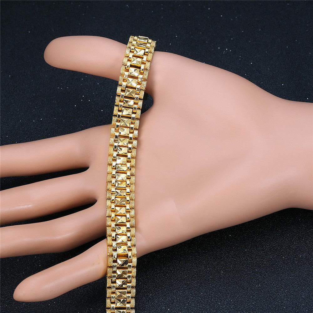 Pulseiras Masculinas de Elo Grosso Pulseira Masculina Atacado 2021 Corrente de Elo Cor Ouro Para Homens Mulheres Joias