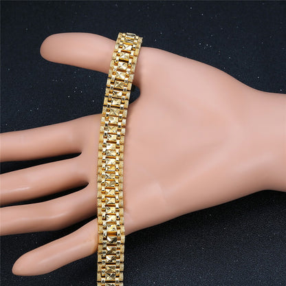 Pulseiras Masculinas de Elo Grosso Pulseira Masculina Atacado 2021 Corrente de Elo Cor Ouro Para Homens Mulheres Joias