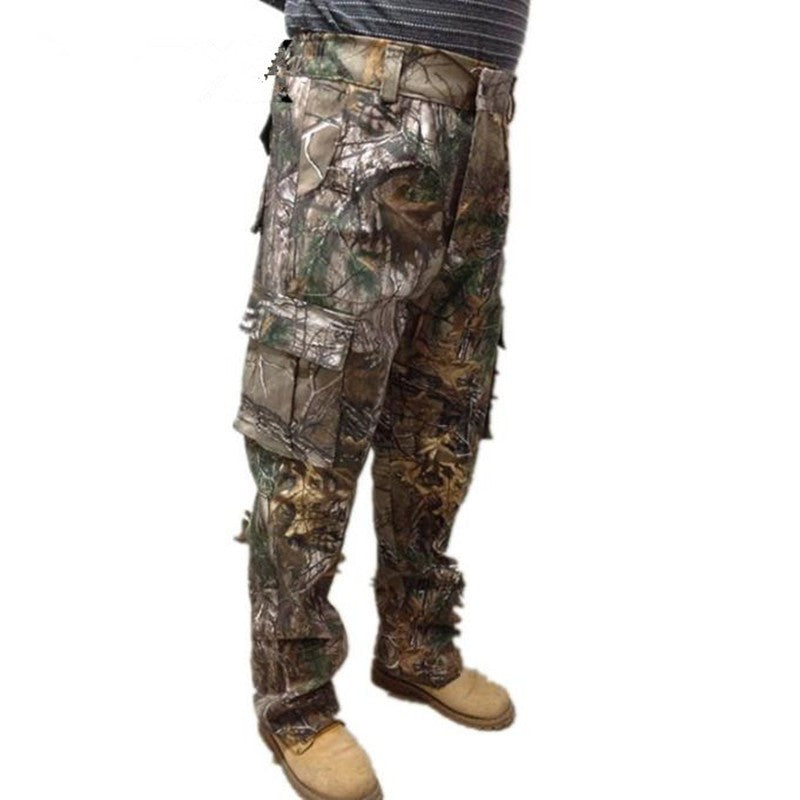 Fashion Men Pants Large Size Cotton Breathable Bionic Camouflage Trousers Outdoor Hiking Fishing Jungle Hunting Long Bottoms
