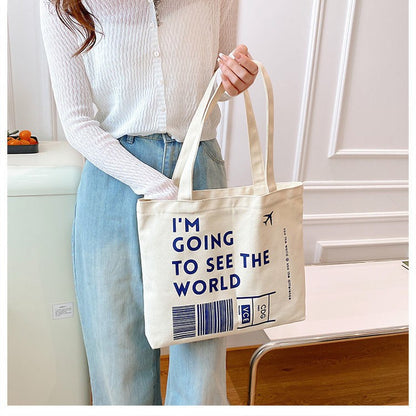 Canvas Women Handbags Shoulder Underarm Bag London Books Print Handbag Large Capacity Ladies Shopping Tote Bag Student Book Bags