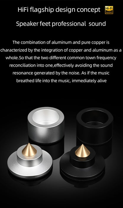 HiFi 4Pcs Speaker Spike Suporte Pés Almofadas Liga de Alumínio Mixer Fibra de Carbono Ajustável Pinos Amortecedores para Caixas de Som