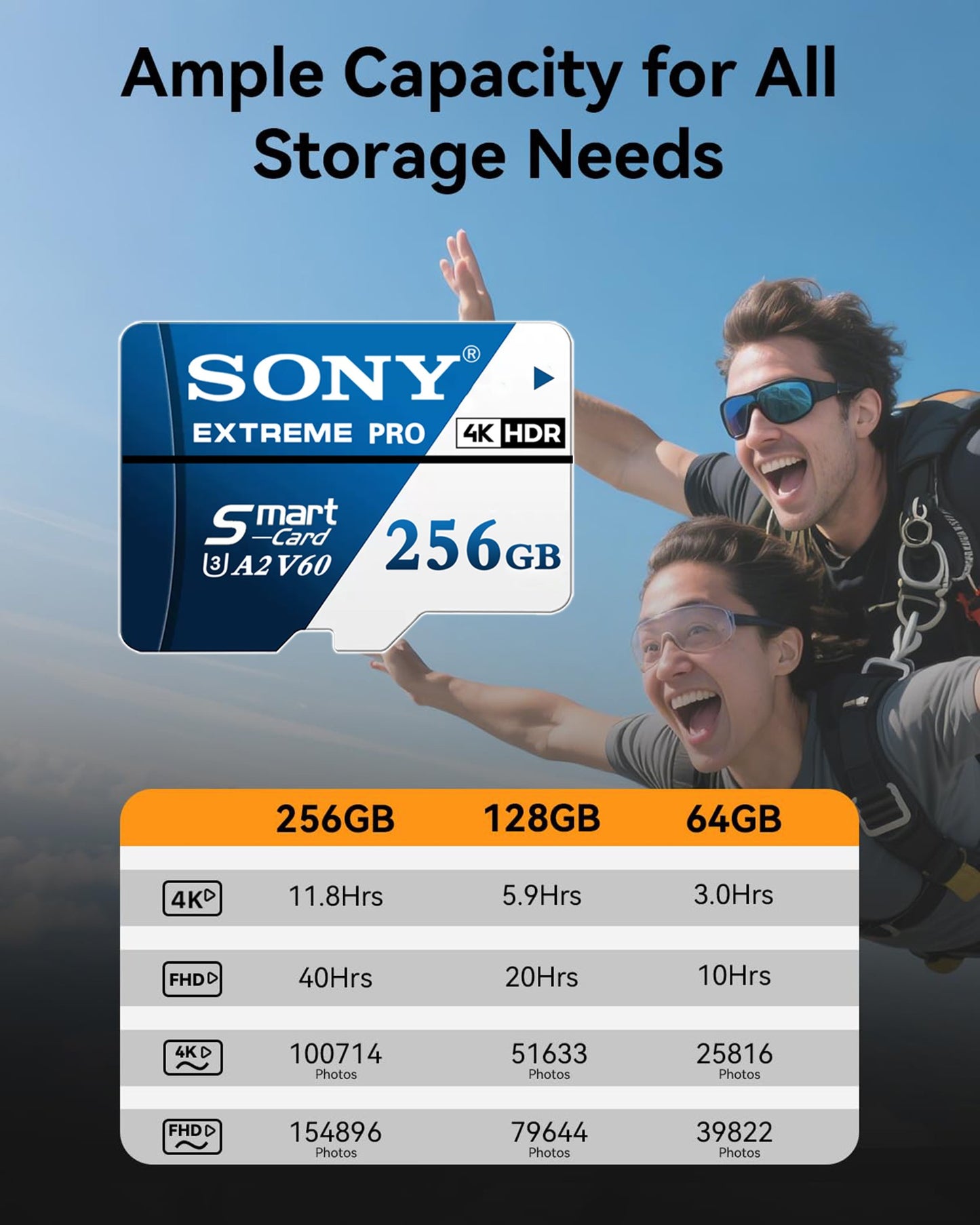 Cartão de Memória Sony SD de Alta Velocidade Micro SD Card 1024GB 512GB 256GB 128GB 64GB A2 V60 U3 Cartão de Memória TF para Celular Câmera PC