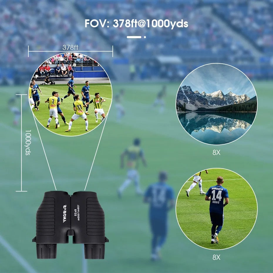 Svbony F9323A 8x25 Binóculos Porro Foco Fixo Preto Telescópio Caminhada Acampamento Observação de Pássaros