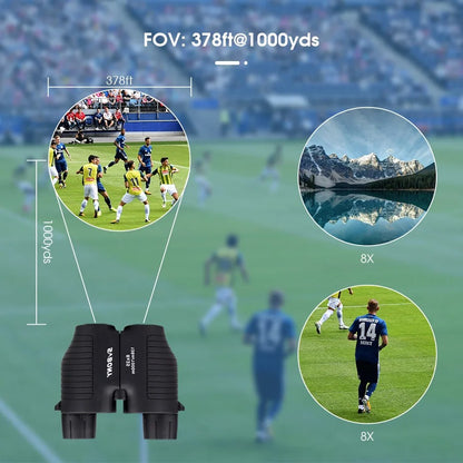 Svbony F9323A 8x25 Binóculos Porro Foco Fixo Preto Telescópio Caminhada Acampamento Observação de Pássaros