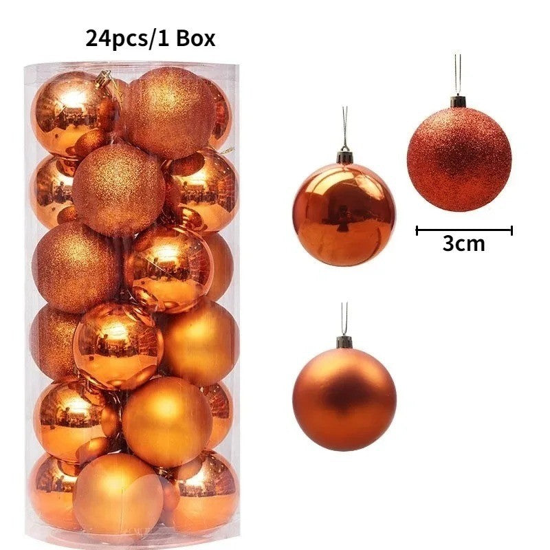 24Pcs 3cm Christmas Balls Christmas Tree Decoration Xmas Hanging Tree Pendants Home Party Christmas Tree Decor New Year Gifts