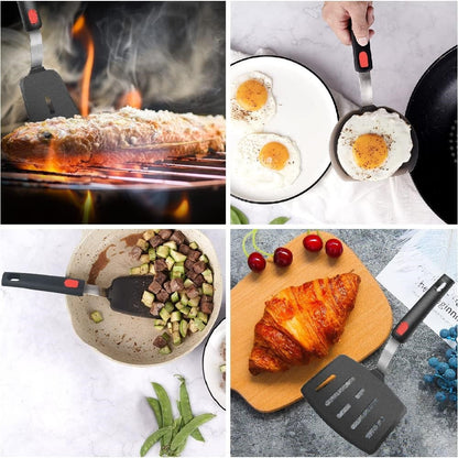 Espátula de Silicone para Panelas Antiaderentes Resistente a Altas Temperaturas, Espátula de Aço Inoxidável de Alta Qualidade para Fritar e Mexer, Utensílios de Cozinha