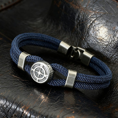 Nova Pulseira Bússola Masculina Viking Corda Náutica Bracelete Feito à Mão Trançado Acessórios Surfista Homem Pulseira Fio Náutico