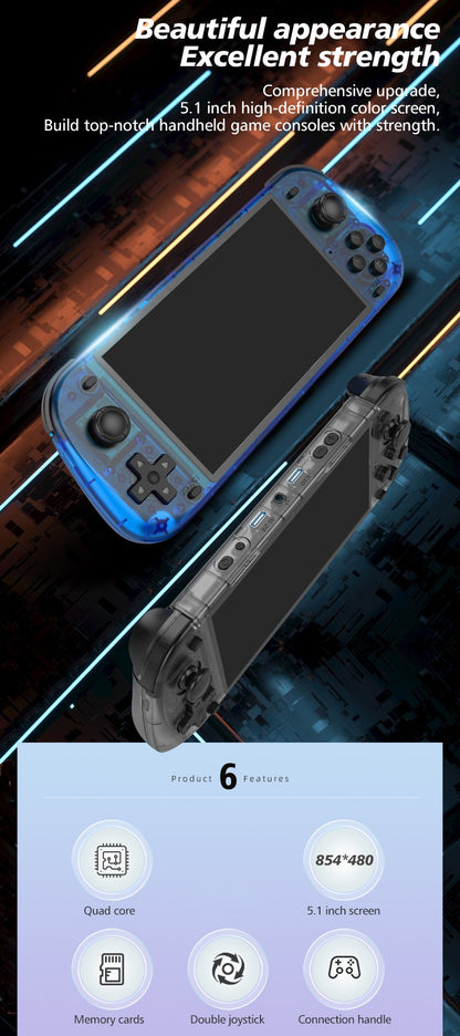5.1 Inch R50S Retro Handheld Game Console 854*480 Large Screen Linux System Portable Pocket Video Game Player Boy Gifts