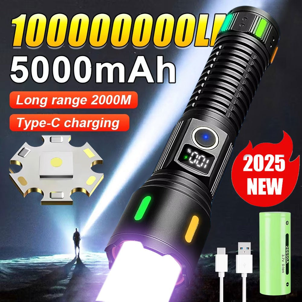 60000000LM Most Powerful Led Flashlight 3500M Long Range Torch High Power Led Flashlights Rechargeable Strong Tactical Lantern