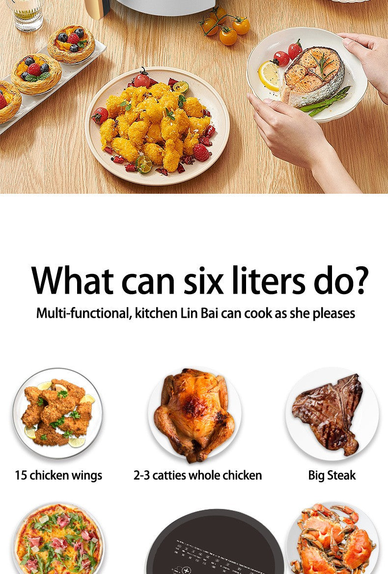 6L Large Air Fryer,Multifunction Digital Air Fryer Without Oil Electric Oven, Dehydrator, Air Fryer with LED Touch Panel
