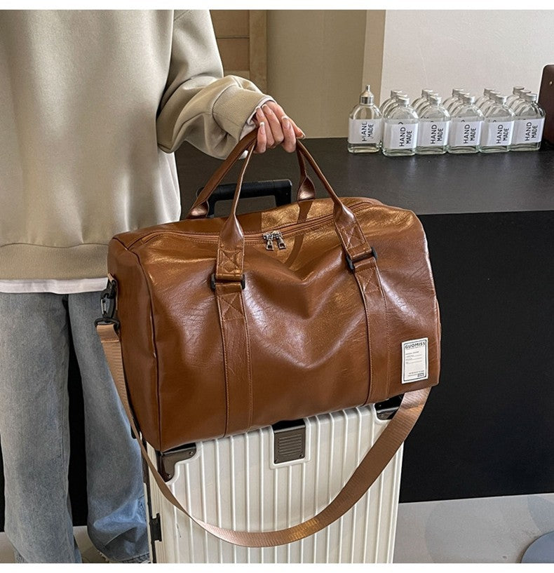 PU Travel Duffel Bag Waterproof Luggage Handbag with Shoes Pocket Weekender Overnight Daypack Dry Wet Sports Shoulder Tote Pack