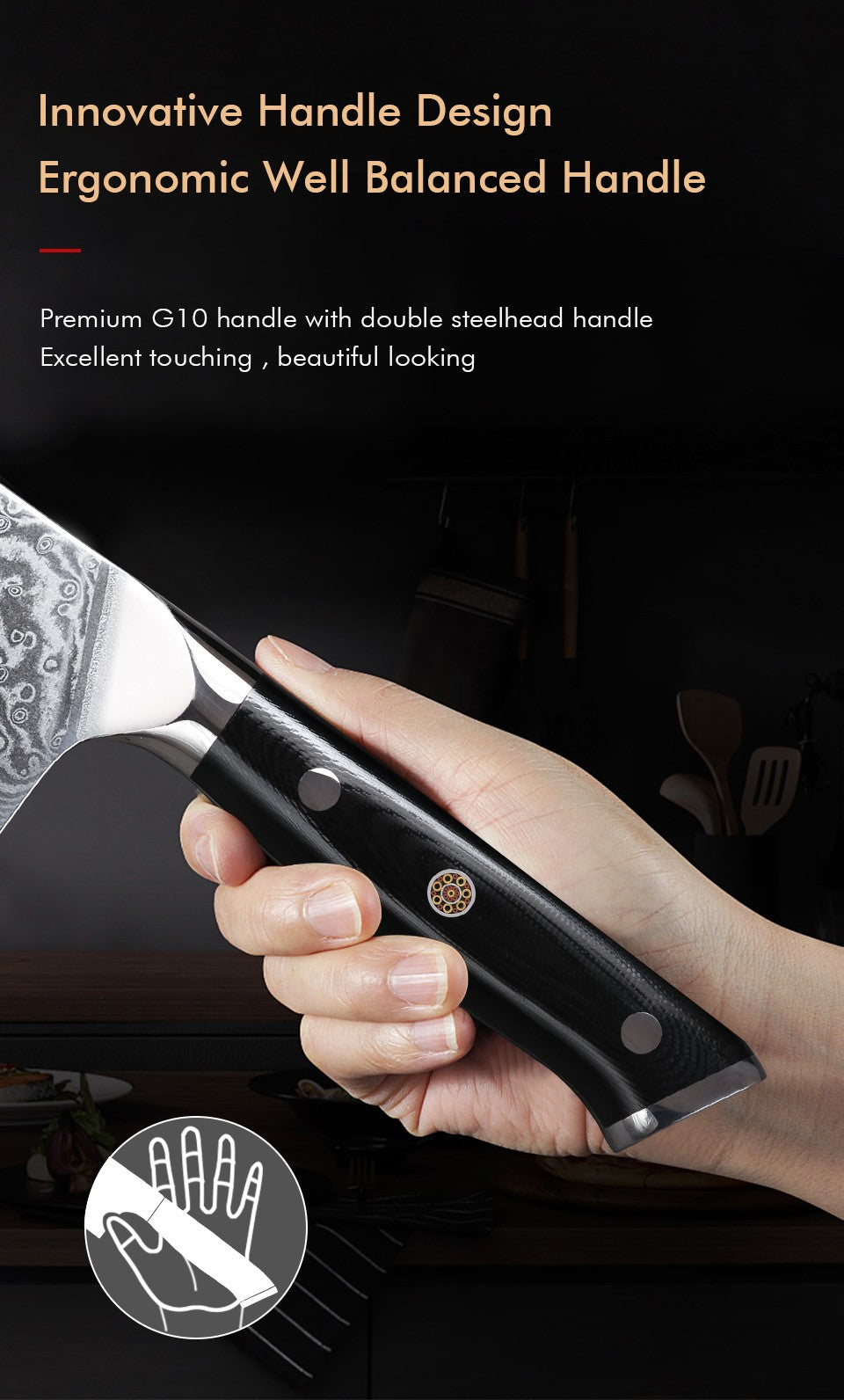 Conjunto de Facas TURWHO 1-6 Peças Aço Damasco 67 Camadas Facas de Cozinha Santoku Faca de Chef Faca Multiuso Para Pão Ferramentas de Cozinha