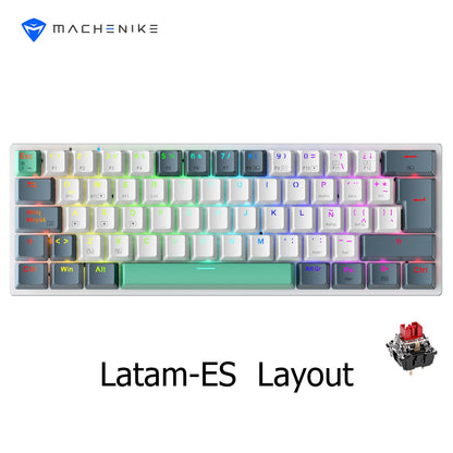 Teclado Mecânico Machenike K500-B61W Tri-mode 60% ANSI Latam-ES Sem Fio Hot-swap para Jogos para PC Gamer