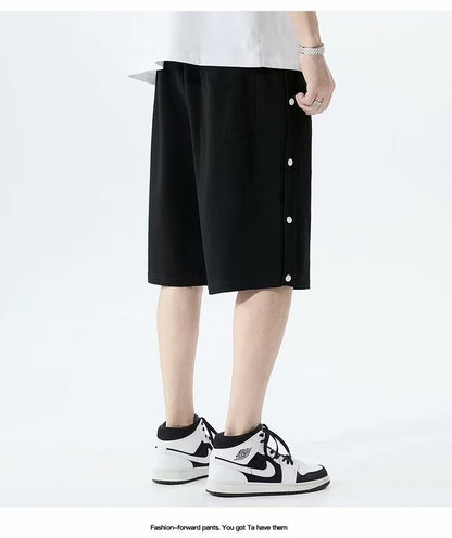 Shorts totalmente abertos para homens no verão em estilo coreano, use calças soltas casuais esportivas de 5 pontos para casais