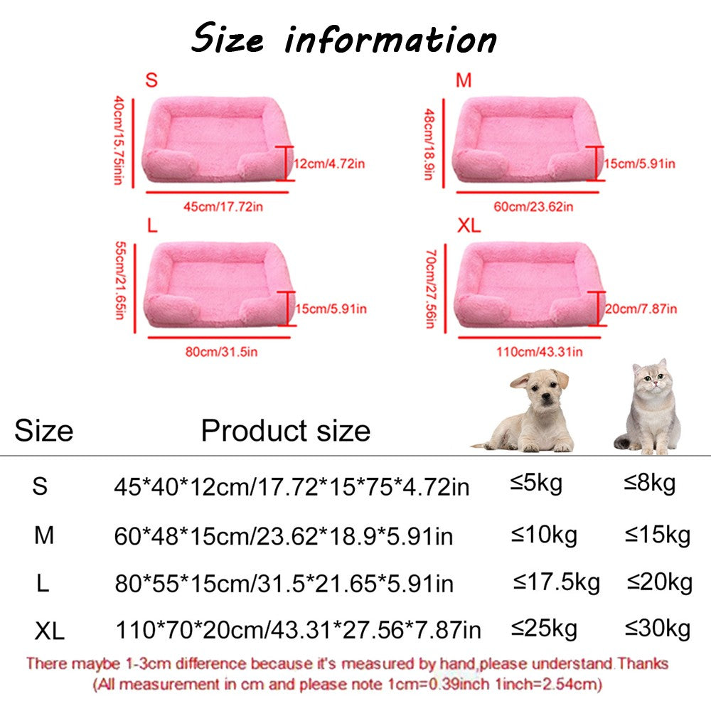 Cama para Cães Meia Volta Recheio Total, Sofá para Cães Grandes e Quente de Inverno, Cama Quadrada Macia para Gatos, Canil de Pelúcia, Acessórios para Casa de Filhotes