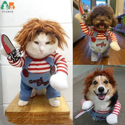 Fantasia para Cães Pet Deadly Dog, Fantasia Fofa de Cosplay para Cães Halloween Natal Roupa Divertida para Cães Fantasia de Festa para Cães Pequenos Médios Grandes
