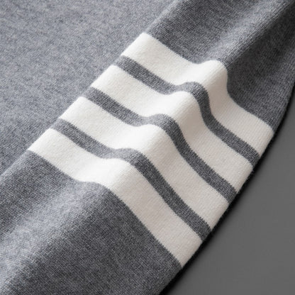 Luxury brand men's knitted sweater for autumn and winter high-end striped design Korean version boutique cardigan casual jacket