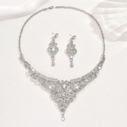 Conjunto de joias estilo palaciano com design sofisticado, joias femininas de luxo com strass incrustados