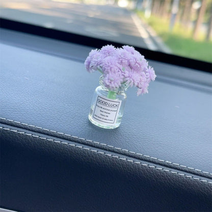 White Simulated Flower Vase Car Center Console Decoration Mini Vase Pink Purple Blue Yellow Simulated Flower Decoration