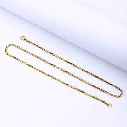 Retro Men Stainless Steel Rolo Square Box Chain Necklace for Men Women Gold Silver Color Choker Metal Jewelry DIY Accessories