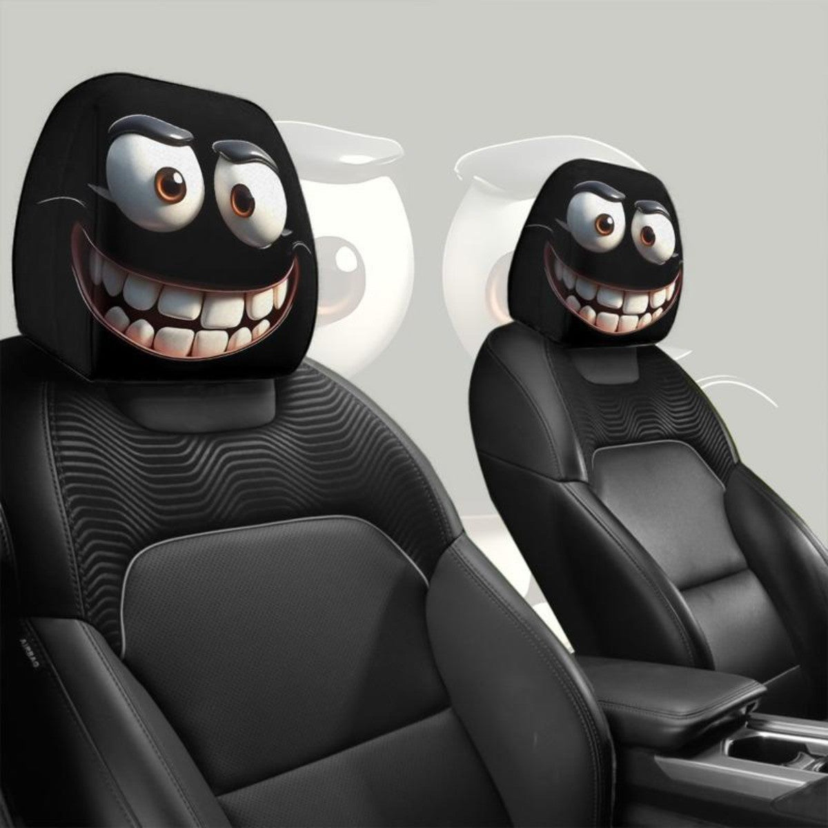 2pcs Angry Cartoon Eyes Car Headrest Covers, Easy Installation, Long Drive Fatigue Relief, Car Lovers Gifts, Car Interior Decor