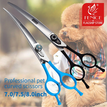 Tesoura Curva Profissional de Tosa para Cães Fenice Up&Down Tesouras 7/7.5/8.0 polegadas tesoura cachorro