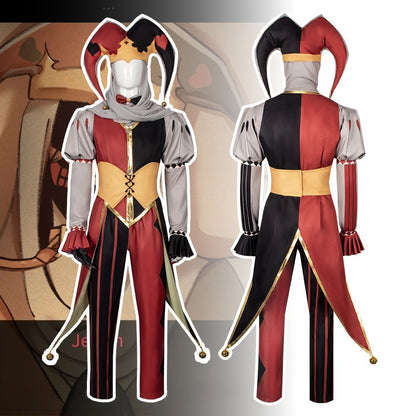 Kingdom of Marionettes Jestyn Cosplay Costume Gothic Jester Uniform Halloween Party Roleplay Outfit With Hat Mask
