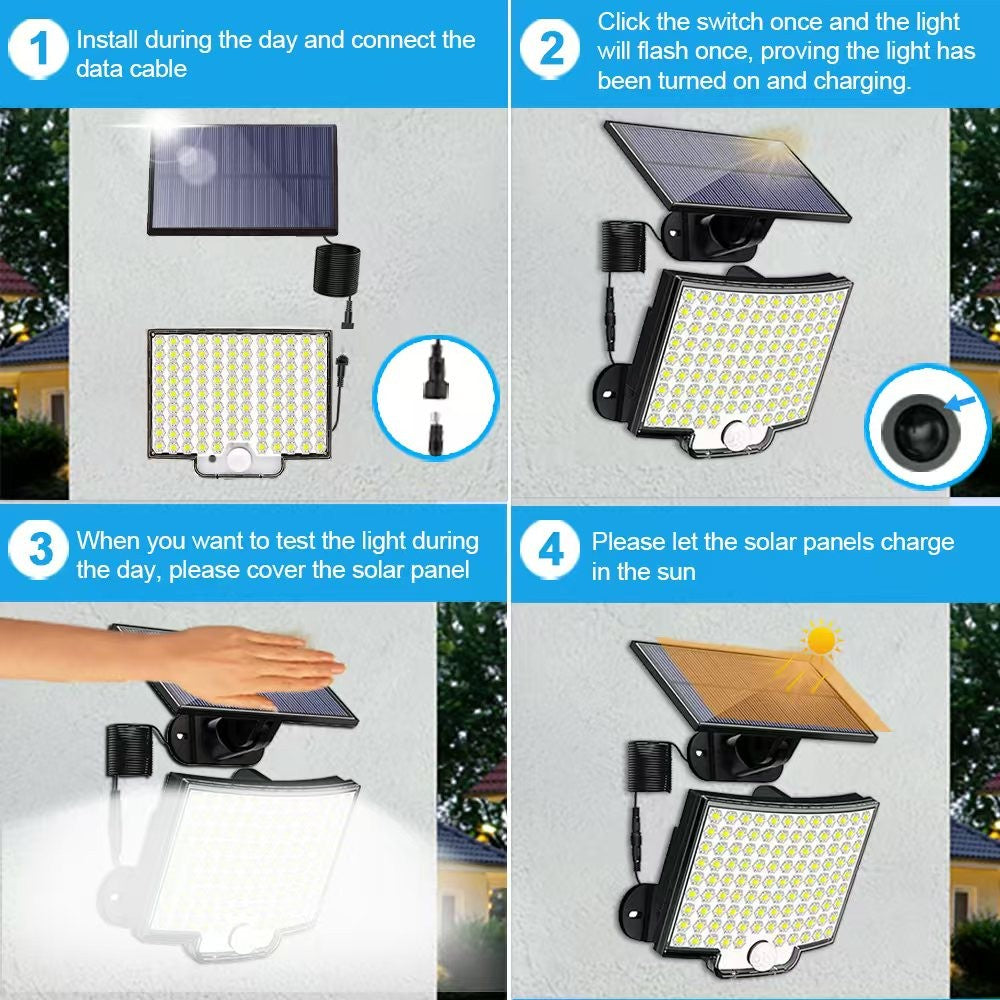 Led Outdoor Light  Sensor Light Solar Lights Outdoor Waterproof External Solar Lamp Christmas Bulb Lighting Motion Spotlight Wal