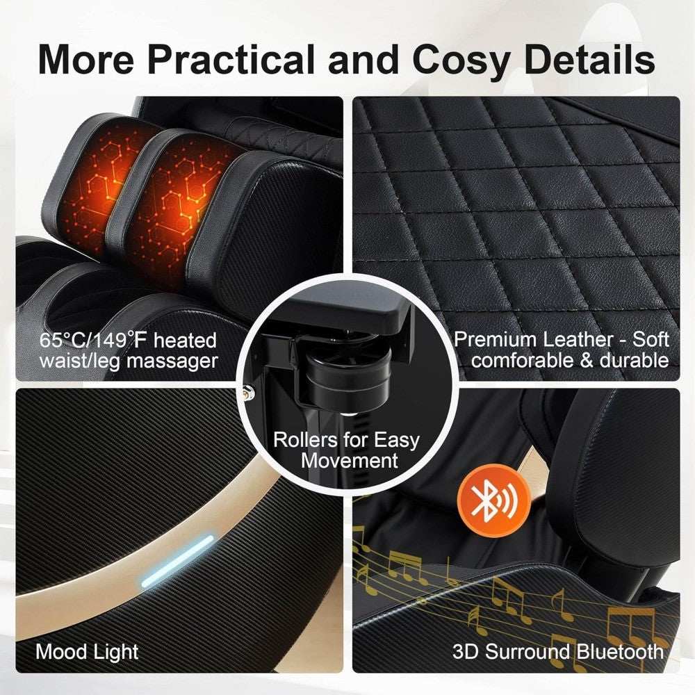 Massage Chair Full Body - Zero Gravity Massage Chair with 4D L-Track Roller System, Full Body Air Compression, Heat Therapy & Sm