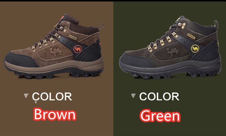 Classic Men Winter Boots Genuine Leather Sneakers For Man Fur Plush Snow Shoes Warm Outdoor Ankle Boots Outdoor Hiking Footwear