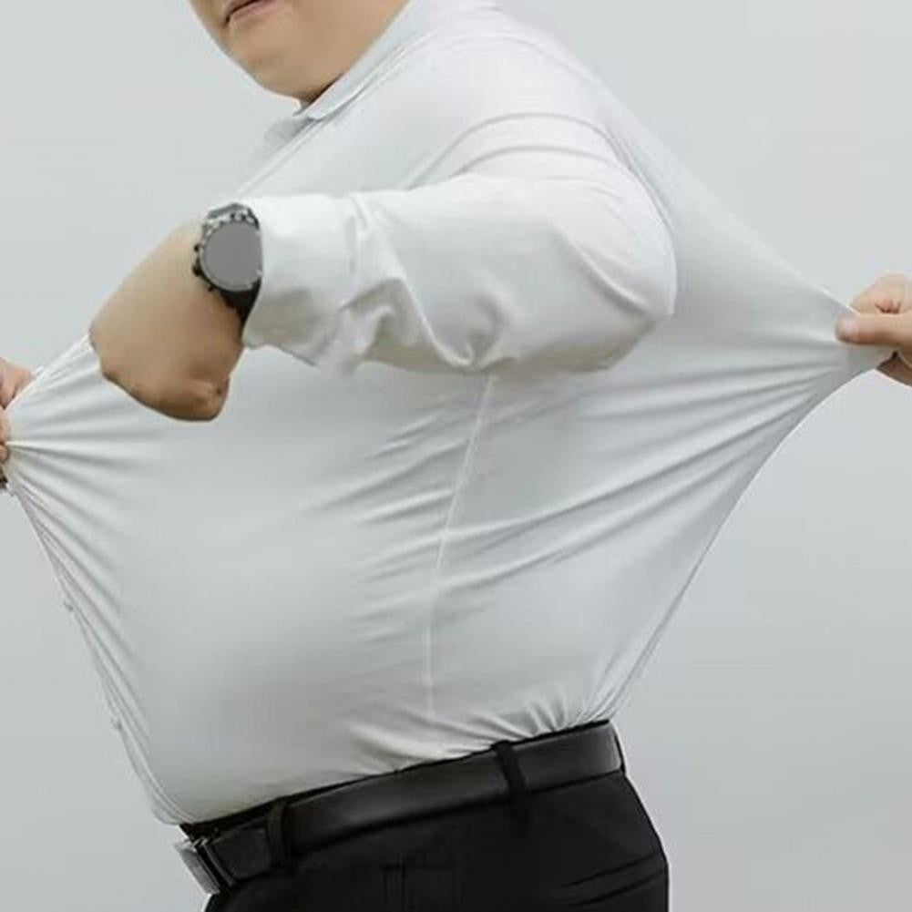 Men Business Shirt Men Shirt High Elasticity Men's Formal Shirt with Turn-down Collar Solid Color for Business for Soft