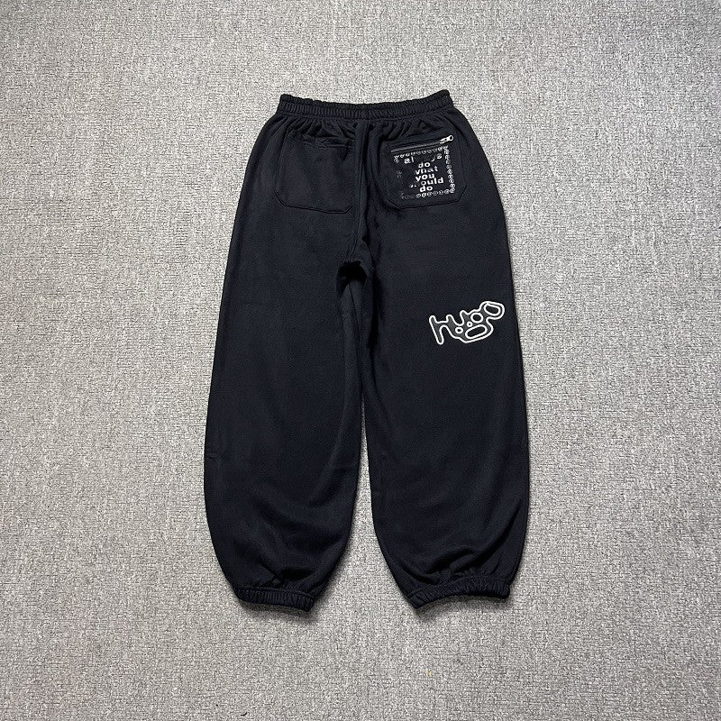 American High Street Black Sweatpants ADWYSD Pants Sunroll Fleece Zipper Pocket Men Women Cleanfit Trousers