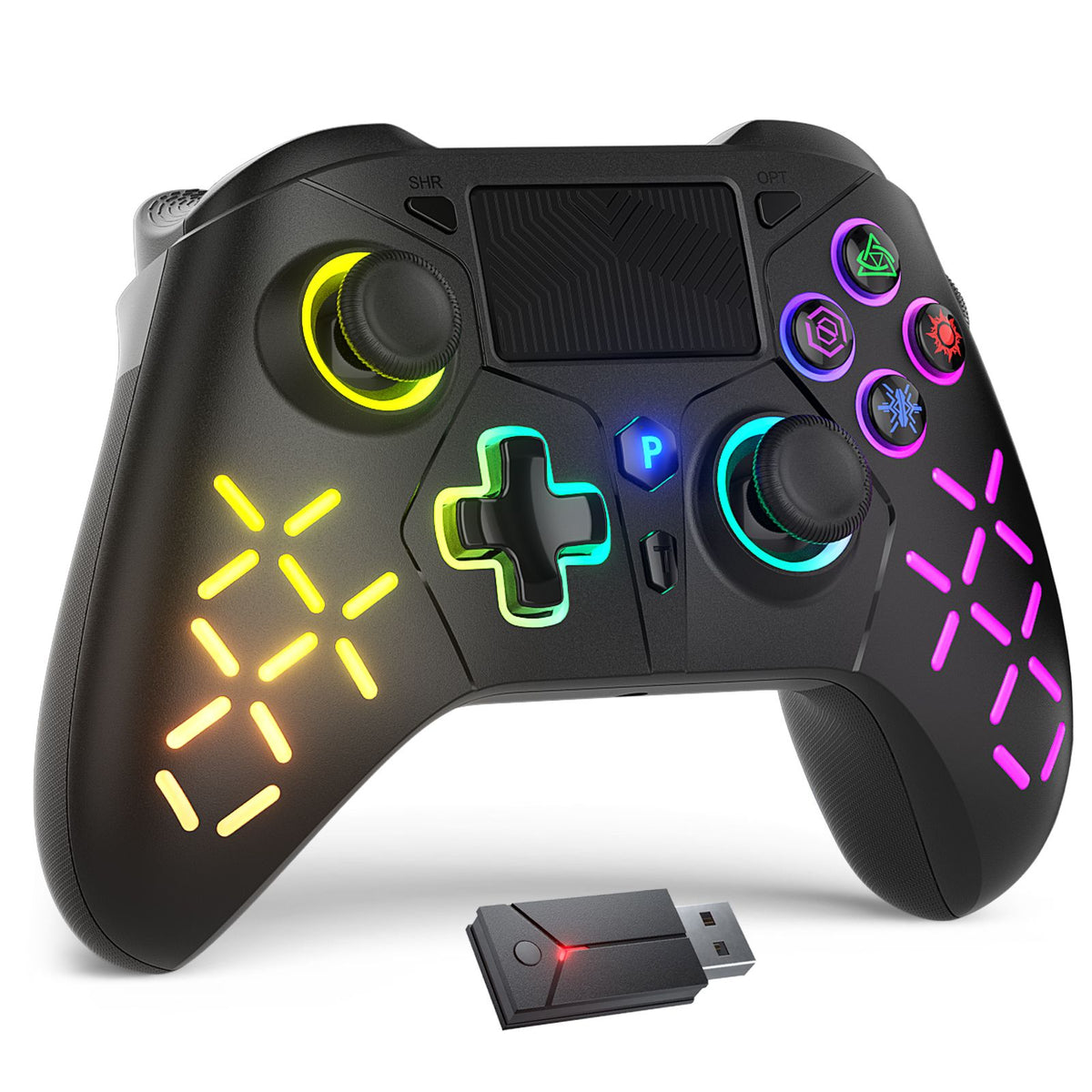 Controller for PS5/PS4/PS3/Steam/PC RGB Wireless Control Joystick Hall Linear Trigger Gamepad Turbo Dual Vibration Game Remote