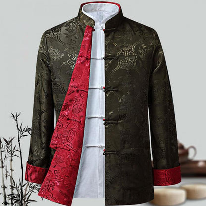 Chinese Style Traditional Clothing Tang Suit Coat Retro Long Sleeved Stand Collar Reversible Keep Warm Vintage Chinese Shirt
