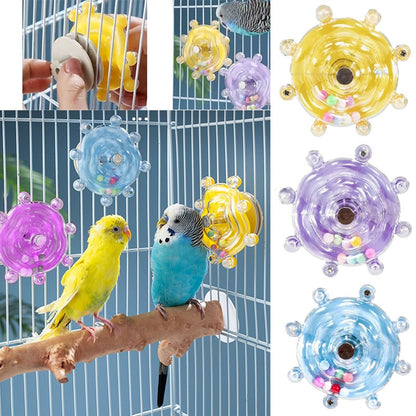 Roda Papagaio Brinquedo Interativo para Papagaio Plataforma Giratória para Pássaros Brinquedos para Pendurar Bola Sonora Brinquedos Suporte para Brincadeiras Acessórios para Gaiolas Suprimentos para Animais de Estimação Pássaro