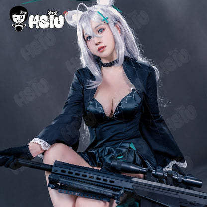Sunaokami Shiroko Cosplay Peruca Fibra sintética de vestuário Peruca de cosplay de Blue Archive?HSIU ?Peruca longa prata acinzentada+Touca de peruca