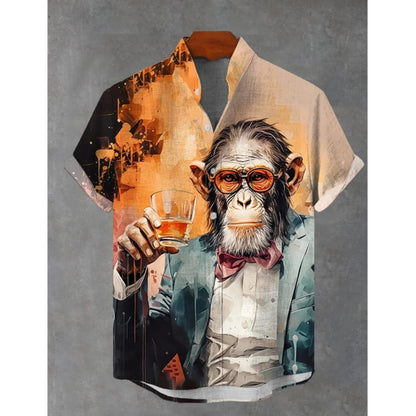 New Fashionable Luxury Hawaiian Holiday Beach Flower Cat Shirt 2025 Best Ethnic Style Clothing Camisa Hawaiana Hombre