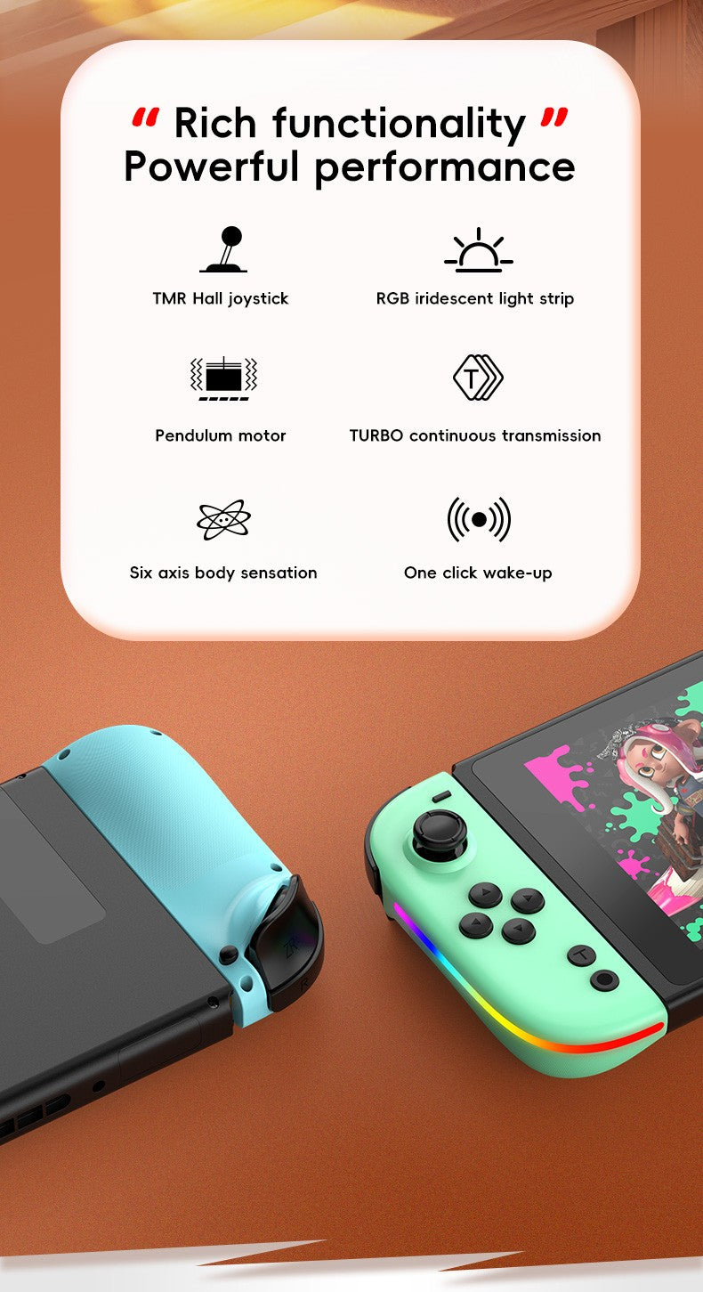 Wireless Switch L/R Controllers Hall Joystick RGB Colorful Light BT 5.3 Wake Up Six-Axis Vibrating Joypad For Switch/Lite/Oled
