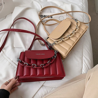 New Chains Shoulder Bag Women Solid Color Crossbody Bag Designer Messenger Handbag and Purse Luxury Top-handle Bag feminina