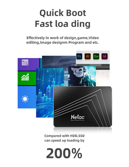 Netac SATA SSD Hard Drive 128GB 256GB 512GB 1TB 2TB SATA3 2.5Inch Disks Laptop Internal Hard Drive HDD Hard Disk for PC Laptop